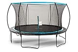 SkyBound Cirrus 14 Foot Trampoline with Safety Enclosure Net - Rated for Kids and Teens, Black and Blue