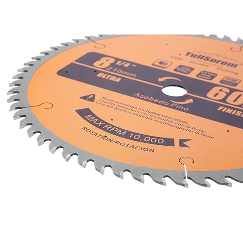 Image of 8-1 /4-Inch Circular Saw Blade 60 Tooth Fine-Finish TCT Carbide-Tipped Table Saw Blade with 5 /8 inch Arbor for Wood Cutting