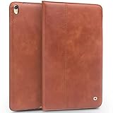 Schutzhülle aus echtem Leder für Apple iPad Pro 26,7 cm (10,5 Zoll), vollständige Schutzhülle, automatischer Schlaf-/Wachmodus, stoßfest, verstellbarer Tablet-Ständer mit Handschlaufe, Hellbraun