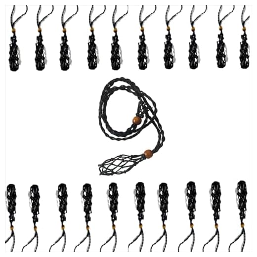 Extra Super Large Fish-Netted Crystal Cage Holders Black Necklace , Adjustable Cord Set Handwoven Rope for DIY Small Medium Quartz Stone Jewelry Making 3 Sizes (20, Extra Large)