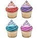 DecoPac Crown Jewels Cupcake Toppers, 24 Jeweled Cupcake Rings, Prince & Princess Tiaras or Crowns, Food Safe Royal Cake Decorations - 24 Pack