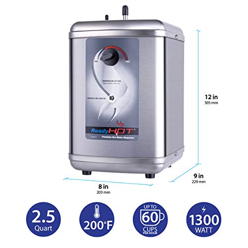 Ready Hot 41-Rh-200-F570-Ch Instant Hot Water Dispenser System, 2.5 Quarts, Manual Dial Single Lever Hot Water Faucet Polished Chrome #TOP1