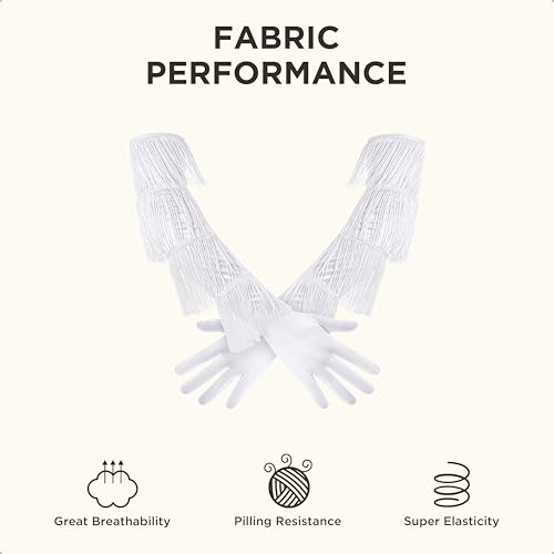 Guantes vintage de satén blancos largos accesorios de mujer para disfraces años 20 5
