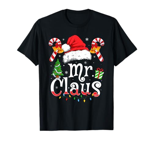 Mr and Mrs Santa Claus Matching Couples Christmas Pajamas T-Shirt