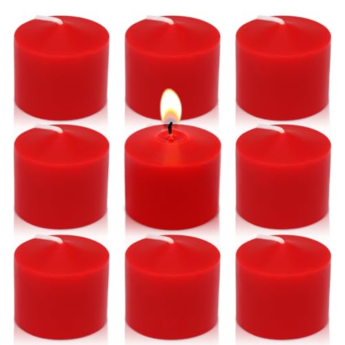 Red Votive Candles 9 Packs Unscented Small Solid Colored Votives for Wedding Holiday Party Home Dinner Table Decoration (8 Hour) 1.5 D x 1.25 H