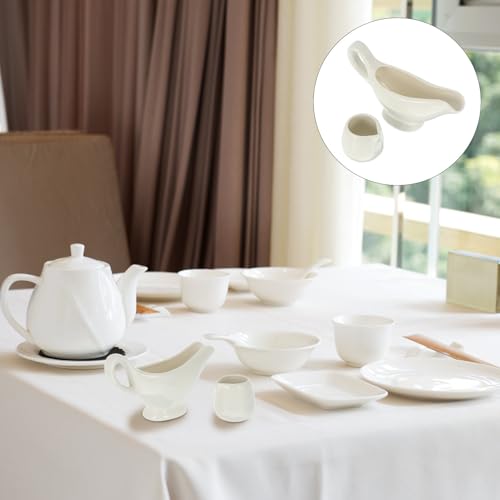 Tazas de cerámica para salsa con asa que evitan manchas en la mesa 8