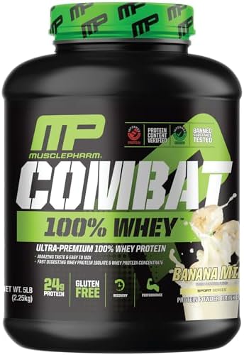 MusclePharm Combat 100% Whey Protein Powder, Banana Milk Flavor, ...