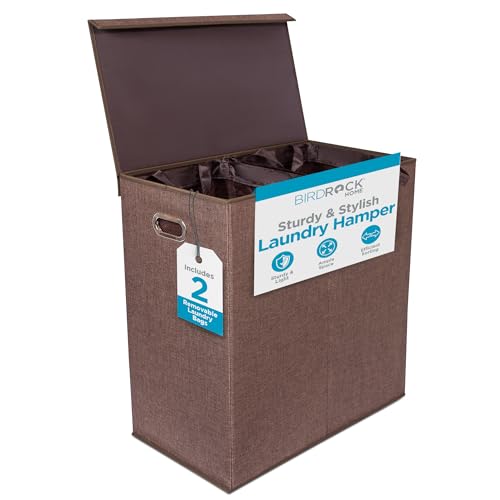 BIRDROCK HOME Laundry Hamper with Lid | Removable Bags for Sorting Clothes | Sectioned Laundry...