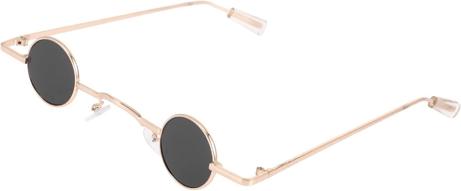 ARTIBETTER 1 Pair Circle Sunglasses - Small Round Punk Sunglasses for Men Women - Retro Circle Frame Eyewear - Vintage Decorative Eyewear for Party Beach Festival Holiday (Golden+Black)