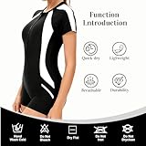 Okdance Womens One Piece Swimsuit Competitive Swimsuit Striped Block Slimming Tummy Control Soft and Quick Drying Round Back Sports Breathable with Padded Top (UK, Alpha, XL, Regular, Regular, Black) - Image 4