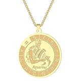 Collar para Hombre, joyería para Mujer, Collar con Signo del Zodiaco Acuario, Collar con Colgante de 12 Constelaciones para Mujer, Colgante de horóscopo, Cadena, joyería, Regalos