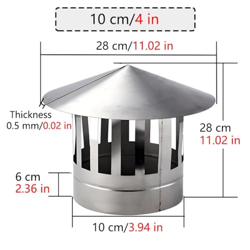 Sombrerete de chimenea de acero inoxidable ajustable para tubos de ventilación y extracción 8