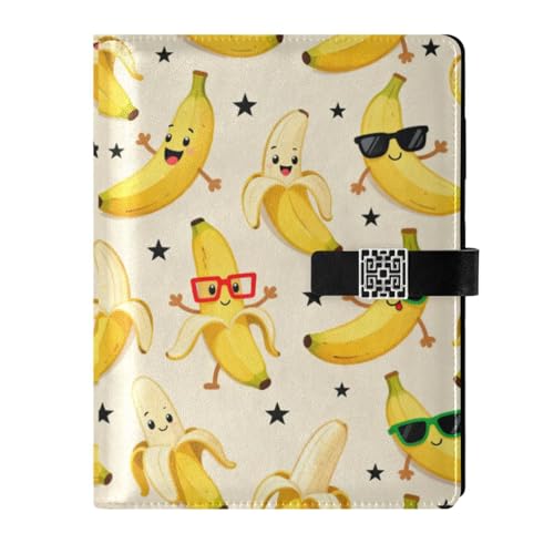 decor gift Leather lined subject notebook Cute Cartoon Yellow Bananas