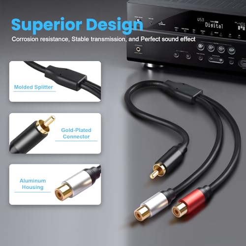 Soshine Adaptador Audio 3.5mm Macho a 2 RCA Hembra 2 Unidades miniatura 7