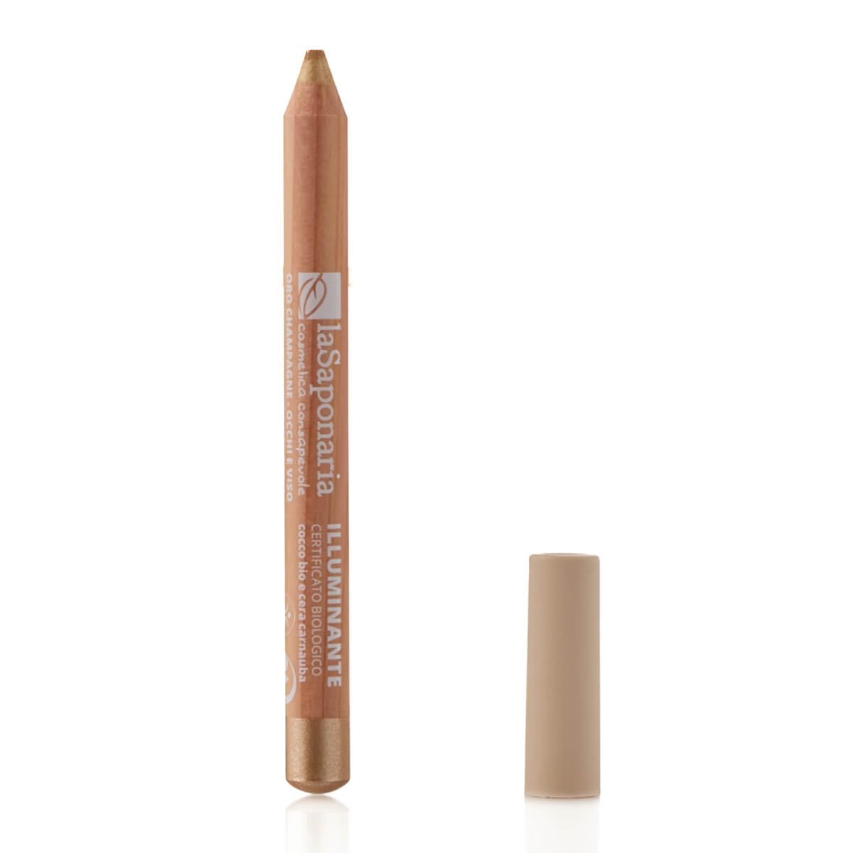 La Saponaria | Illuminante Viso e Occhi 2-​in-​1 Oro Champagne – Matita Jumbo Illuminante Multiuso per Viso e Occhi, Stick Sfumabile Effetto Luminoso Naturale – Vegano e Biologico – 1 unità
