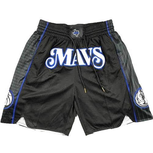 Short de Basket-Ball NBA Mavericks City Edition for Hommes, Pantalon de Sport Respirant à Haute élasticité (Color : A, Size : L)