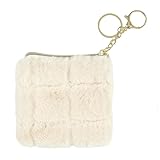 Matière : Nylon Porte Monnaie en Fausse Fourrure Fluffy 10cm Crème