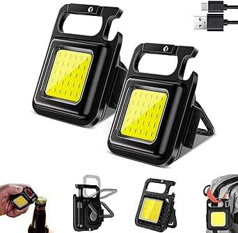 Wellhise 2 Pcs Mini Portable Led Multifunctional Lantern High Lumen COB Key Chain Outdoor Rechargeable Emergency Light Mini Camping Lantern (2)