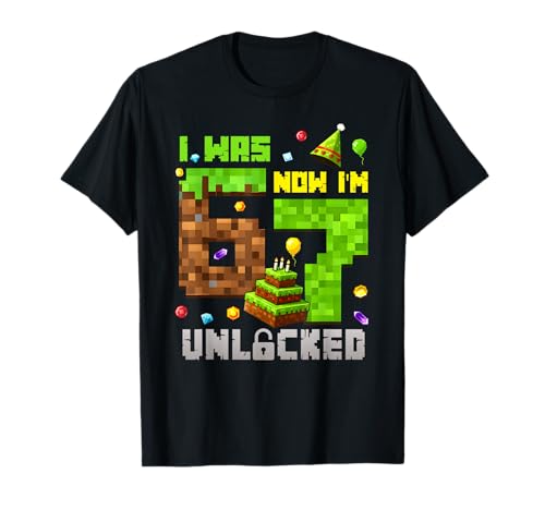 7th Birthday I was 6 Now Im 7 Unlocked 67 Boys Kids Youth T-Shirt