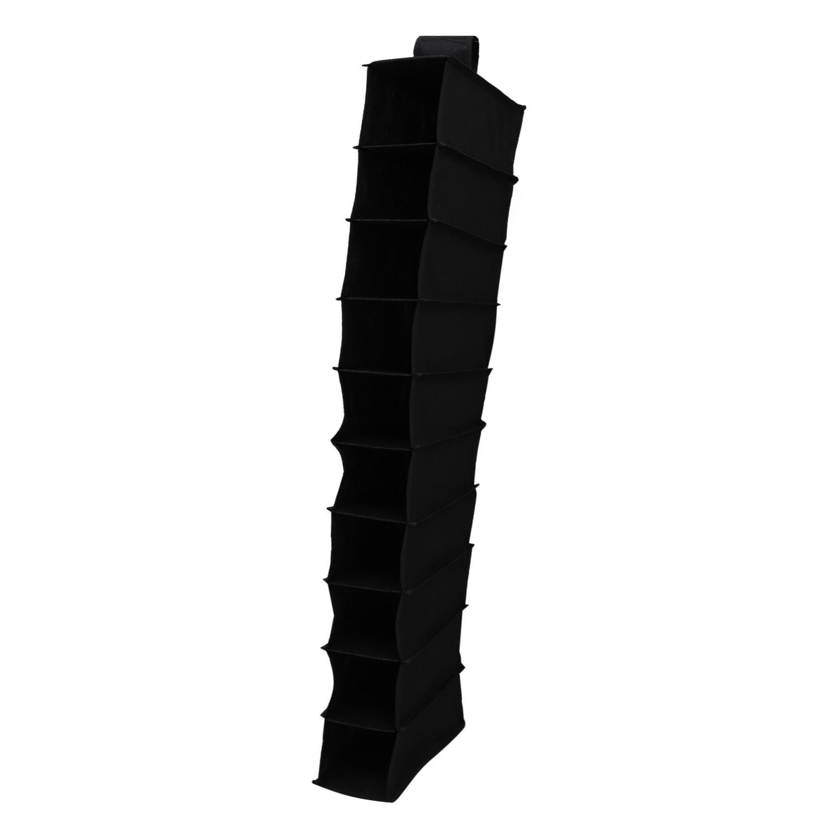 Bolsa Colgante para Armario 10 Rejillas Tela Poliéster Resistente Organizador de Ropa Interior y Calcetines para Dormitorio Uso Doméstico Negro