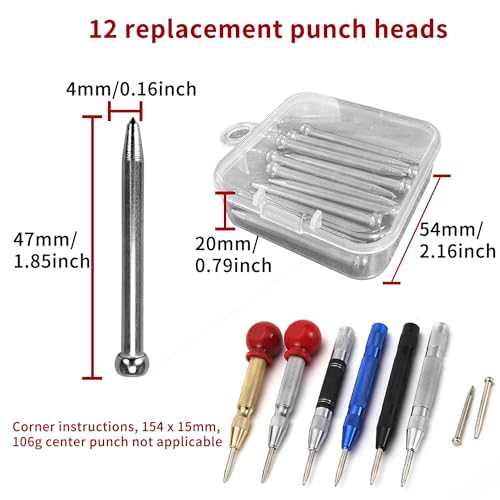 Lechengjia 12 StüCk Automatischer Metall KöRner Werkzeug, Automatischer KöRner, Metall, Holz, Glas Und DüNne Stahlbleche