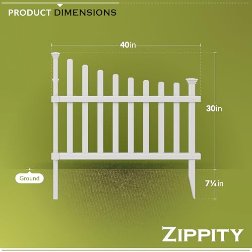 Zippity Outdoor Products ZP19007 No Dig Vinyl Corner Picket Unassembled Accent Fence, 42" x 30", White
