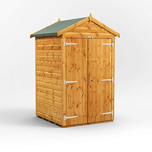 Power Sheds wooden shed. 4x4 apex windowless wooden garden shed. Double door tool shed 4 x 4.
