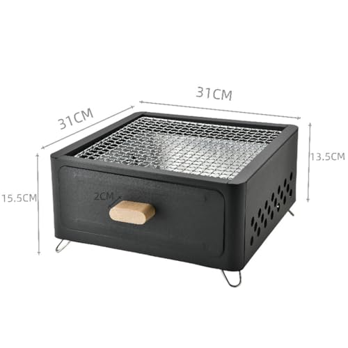 Estufa de barbacoa para acampar con parrilla portátil y hornillo de té cuadrado 3