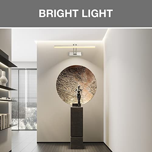 Howmzon Picture Light,Battery Operated Picture Lights With Remote, Dimmable Art Light With Timer, 16” Full Metal Painting Light For Display, Wall, Gallery,Portrait,Bedroom Computer (Brushed Nickel) #TOP4