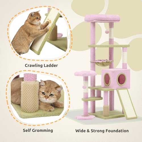 Torre para gatos grande DWVO 61 pulg con rascador y cepillo miniatura 4