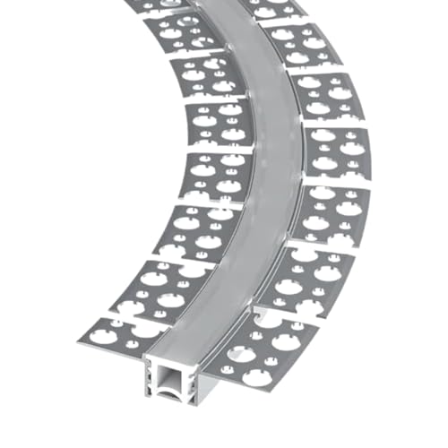 Evotrade – Profilo LED Flessibile in Alluminio per Cartongesso a Scomparsa Lunghezza 2 Metri + Cover Luce Continua - per Strisce Led Max 12,5mm - per Interni (Profilo Flex + cover)