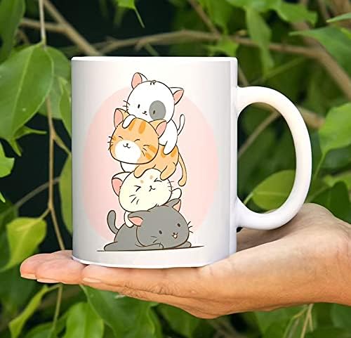 Kawaii Cat Ceramic Adorable Pastel Kittens Anime Coffee Mug