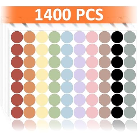 1400 Pcs Boho Rainbow Colored Dot Stickers, 3/4 Round Color Removable Coding Labels, 10 Boho Color Circle Lable Sticker for Office, Classroom Cover