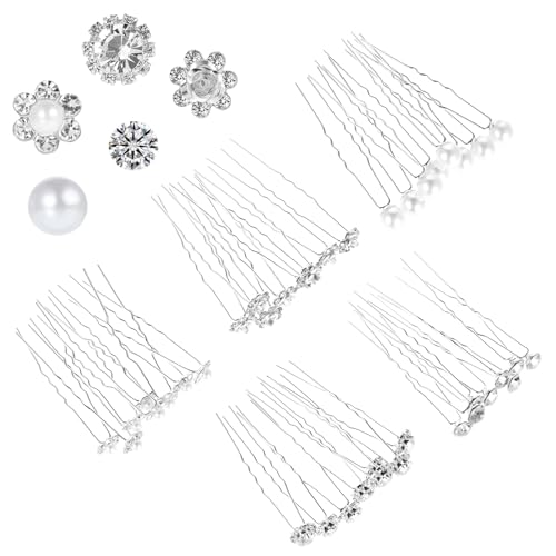 40 Stück Strass Haarnadeln Perlen Hochzeit Haarschmuck Braut Silber Blumen Brautschmuck für Brautfrisur Brautjungfer Frauen Damen Mädchen