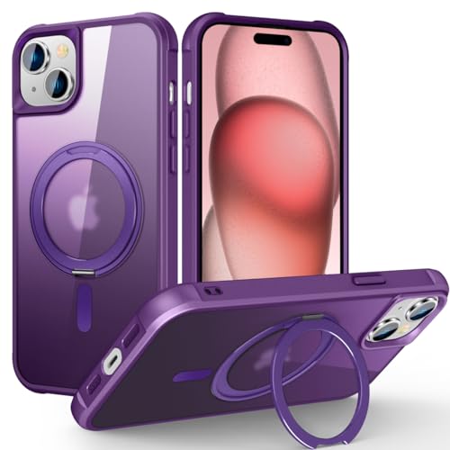 360°��]�X�^���h�t�� iPhone 15 Plus �P�[�X MagSafe�Ή� �c�����Ή� �X���� ������ ���^ �}�O�l�b�g���� �B���X�^���h �A�C�t�H��15 Plus �p �X�}�z�P�[�X ���C �ϏՌ� �j�����p �ČRMIL�K�i�̕ی� �w��h�~ �ω���,