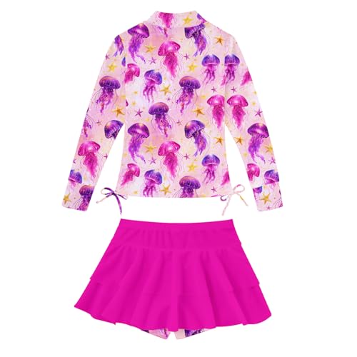 Image of Vogseek 3-12T Girls Swimsuit Long Sleeve Rashguard Bathing Suits Swim Set