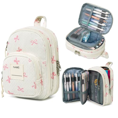 Image of LEDAOU Pencil Case Cute Zipper Pencil Pouch Large Capacity Pencil Bag Organizer School Supplies for Girls Boys Kids (Pink Bow)