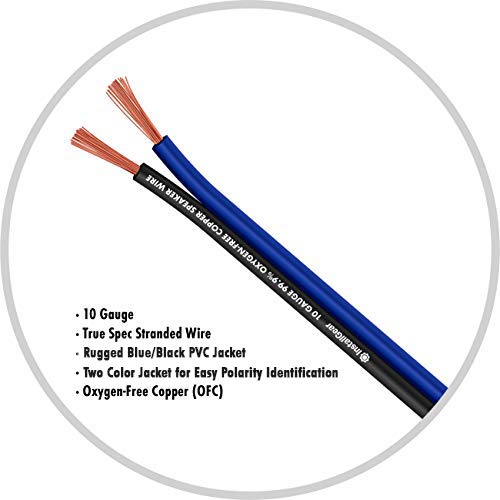 Installgear 10 Gauge Awg Speaker Wire (50Ft - Blue/Black) | Speaker Cable For Car Speakers Stereos, Home Theater Speakers, Surround Sound, Radio, Automotive Wire, Outdoor | Speaker Wire 10 Gauge #TOP2