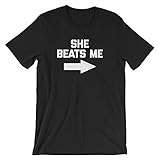 SHE Beats ME Cotton T-Shirts Mens Funny Shirts (Black,Small,Small)