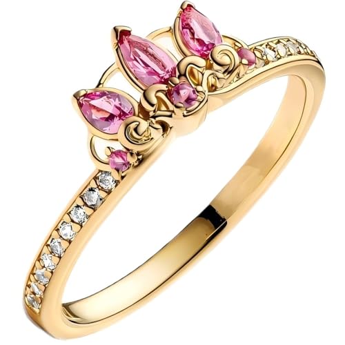 ZURWTCH Princess Ring Fit Women Fashion Gifts 925 Sterling Silver DIY Jewelry (Princess Rapunzel Tiara Ring number 6)