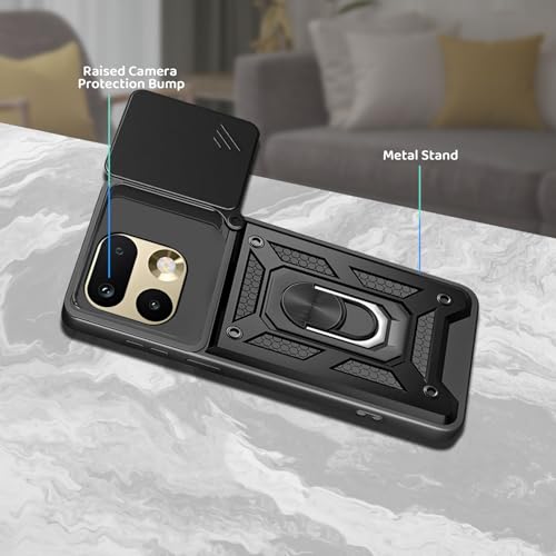 Image of Tough Armor Bumper Back Cover Case for Realme 16 Pro 5G | Sliding Camera Cover, Kickstand & Ring Holder 360 Degree Protection Back Cover Case for Realme 16 Pro 5G - Black