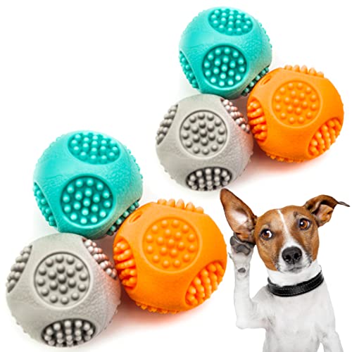 6 bolas de goma para perros de 6.5 cm, juguetes duraderos y chirriantes para perros, con textura y rebote, bolas de goma fuertes (6.5 cm (paquete de 6), bolas de goma) Cover
