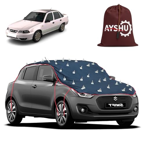 Image of AYSHU Water-Resistant Spike Car Cover for Daewoo Cielo GLE (1994-1999) - Protects from Dogs, Monkeys, Dust, Sunlight & UV - Full Roof Universal Fit