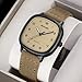Fogitbok Leather Wrist Watch for Men Women Square Analog Watch Waterproof Quartz Khaki Wrist Watches Mens Gift for Birthday Christmas Gifts for Him Her