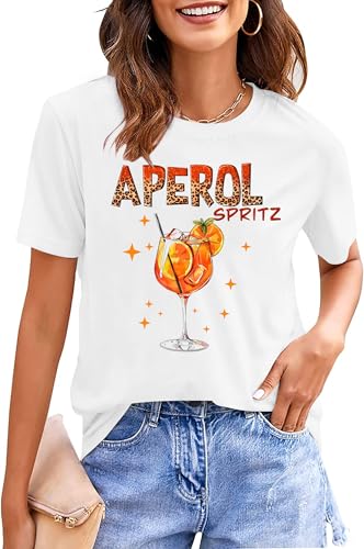 Sommer Shirt Damen Aperölchen Karneval Kostüm Fasching Party Outfit Lustige Karnevalskostüme Basic Rundhals Kurzarm Oberteile