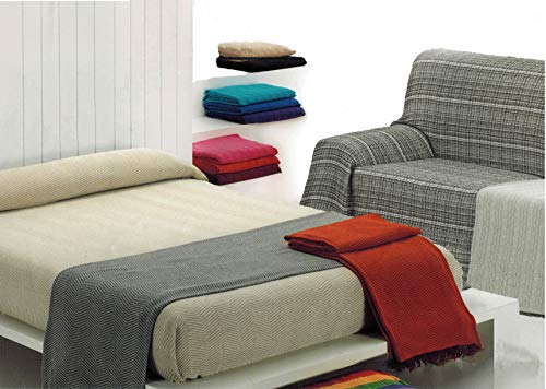 MercuryTextil Colcha Multiusos/Cubre sofás/Sobrecamas y colchas/Manta para Sofa 2 Plazas O Cama 90-105cm (Beige, 180 x 260 cm)