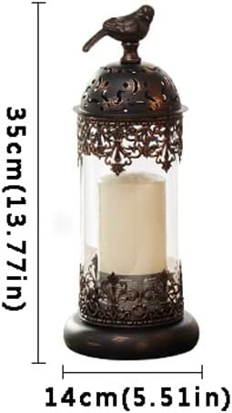 Vintage Candelabra Nordic Retro Glass Hollow Carved Candle Holder Home Decoration Candle Holder Suitable for Living Room Restaurant Banquet Candle Stand(B)