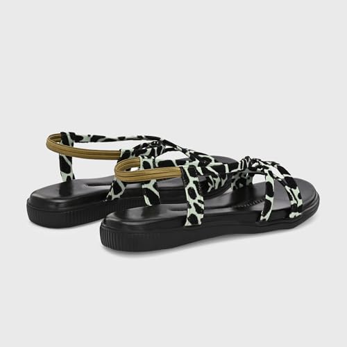 Image of Centrino Women's Sandals | Trendy Stylish Slip-On Open Toe Sandals for Ladies | Animal Print Cross Strap Comfortable Casual Flip-Flop Sandals | Lightweight and Durable Fashion Footwear(9328)