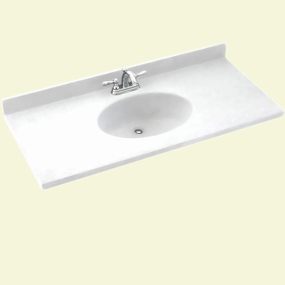 Swan CH02243.125 Chesapeake 43-in L x 22-in W x 6.125-in H Solid Surface Vanity Top, Cloud White