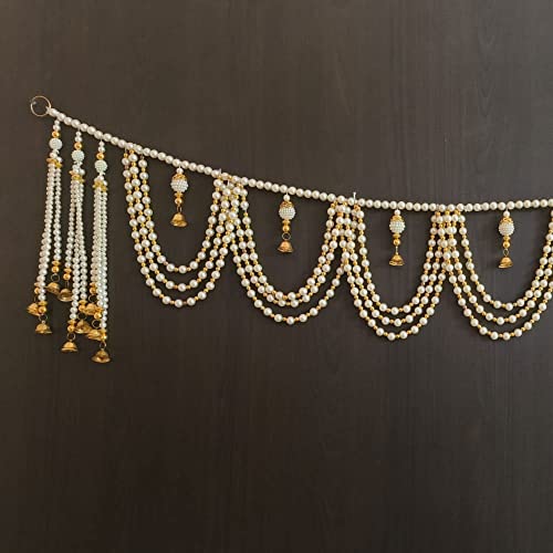 Image of Handmade Door Hanging Round Moti Latkan Style Bandarwal Toran (TMR-10) -Diwali New Year Inauguration Wedding Festival Home Decor Pooja (40 Inch X 8 Inch)
